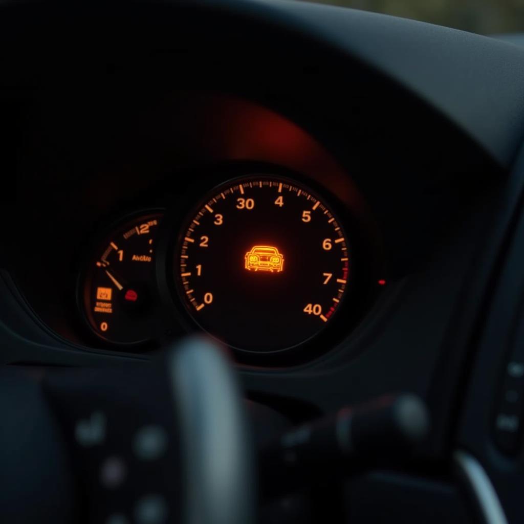 Airbag warning light on car dashboard