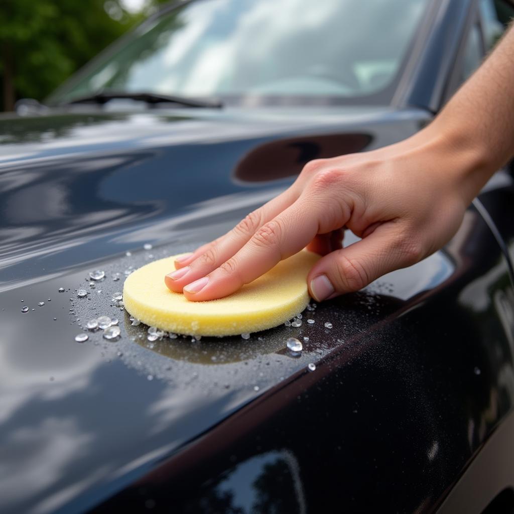 Applying Car Wax with Applicator Pad