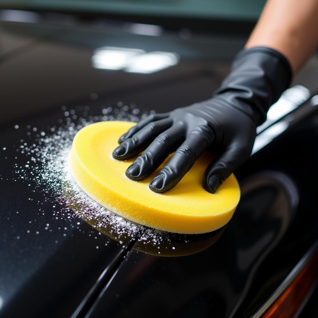 Applying Car Wax with Applicator Pad