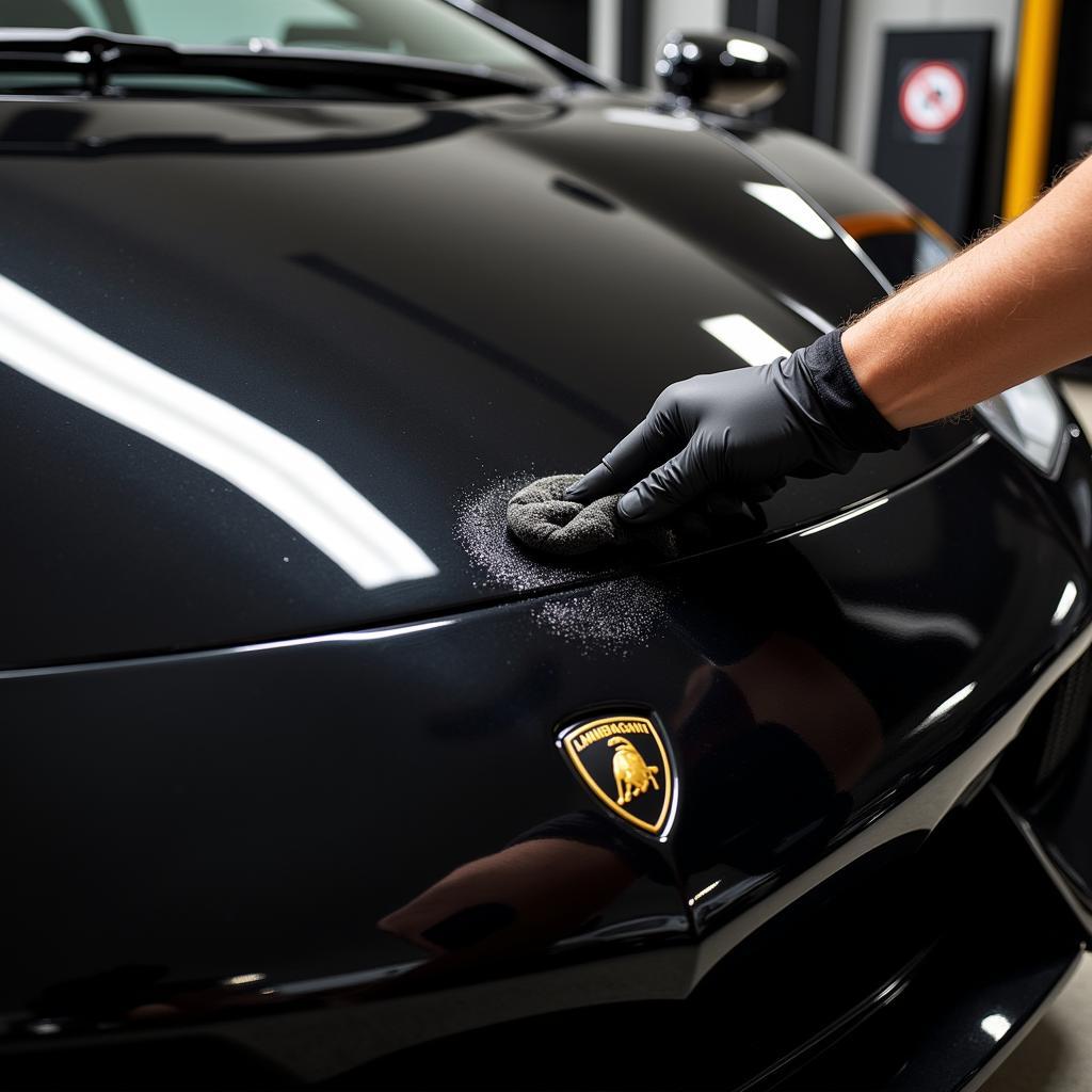 Applying ceramic coating on a sports car