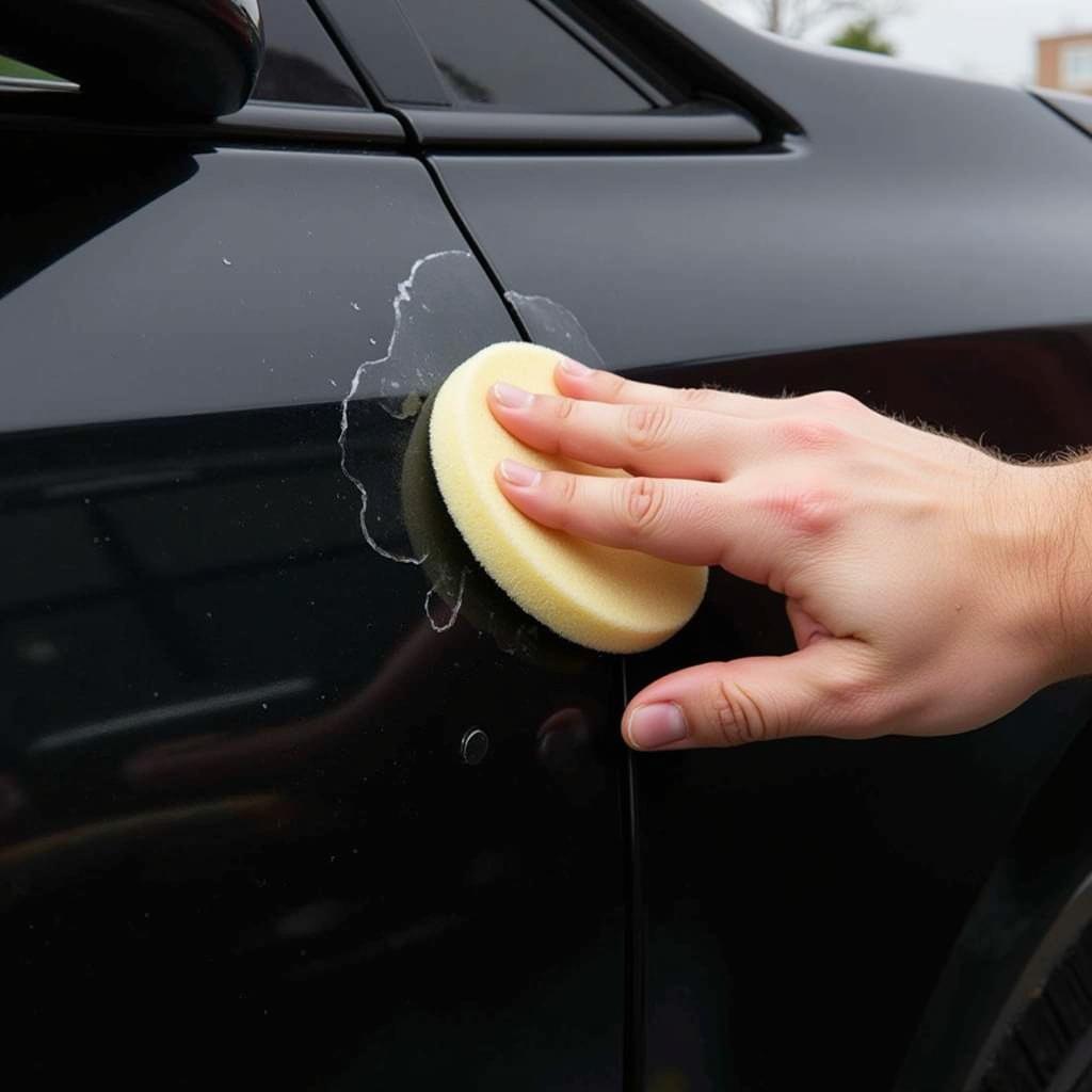 Applying Wax to a Black Car