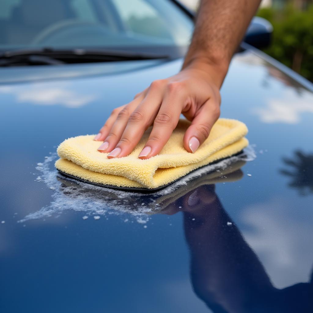 Applying Winter Car Wax