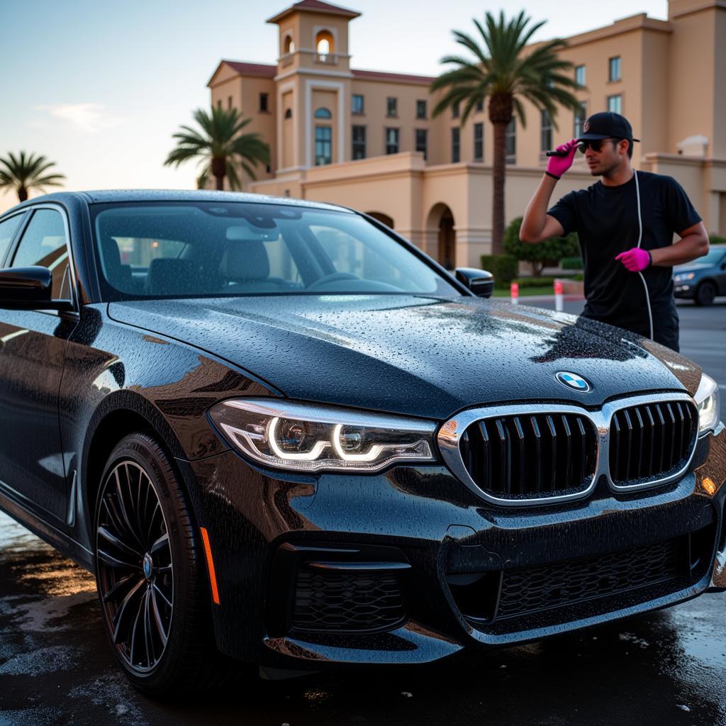 Exterior car wash at a detailing service near Barona Casino