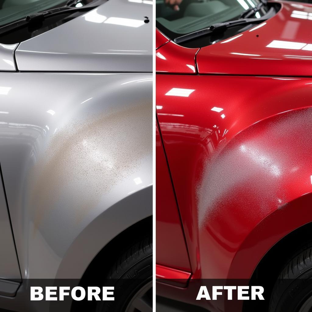 A Before and After Comparison of Car Paint After Using Detailing Clay