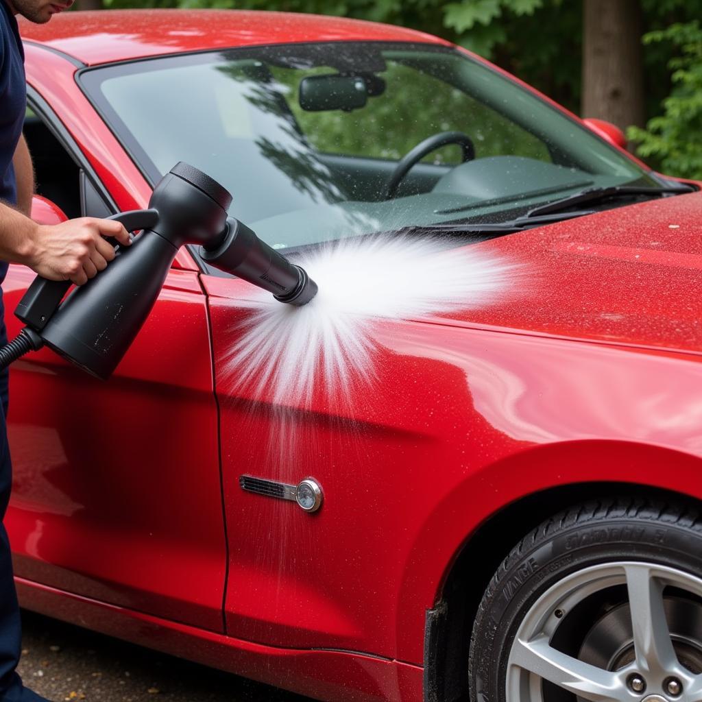 Best car detailing steam cleaner in action