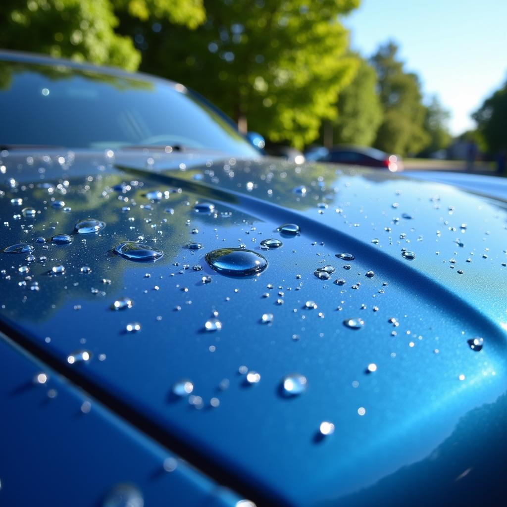 Car sealant demonstrating hydrophobic properties