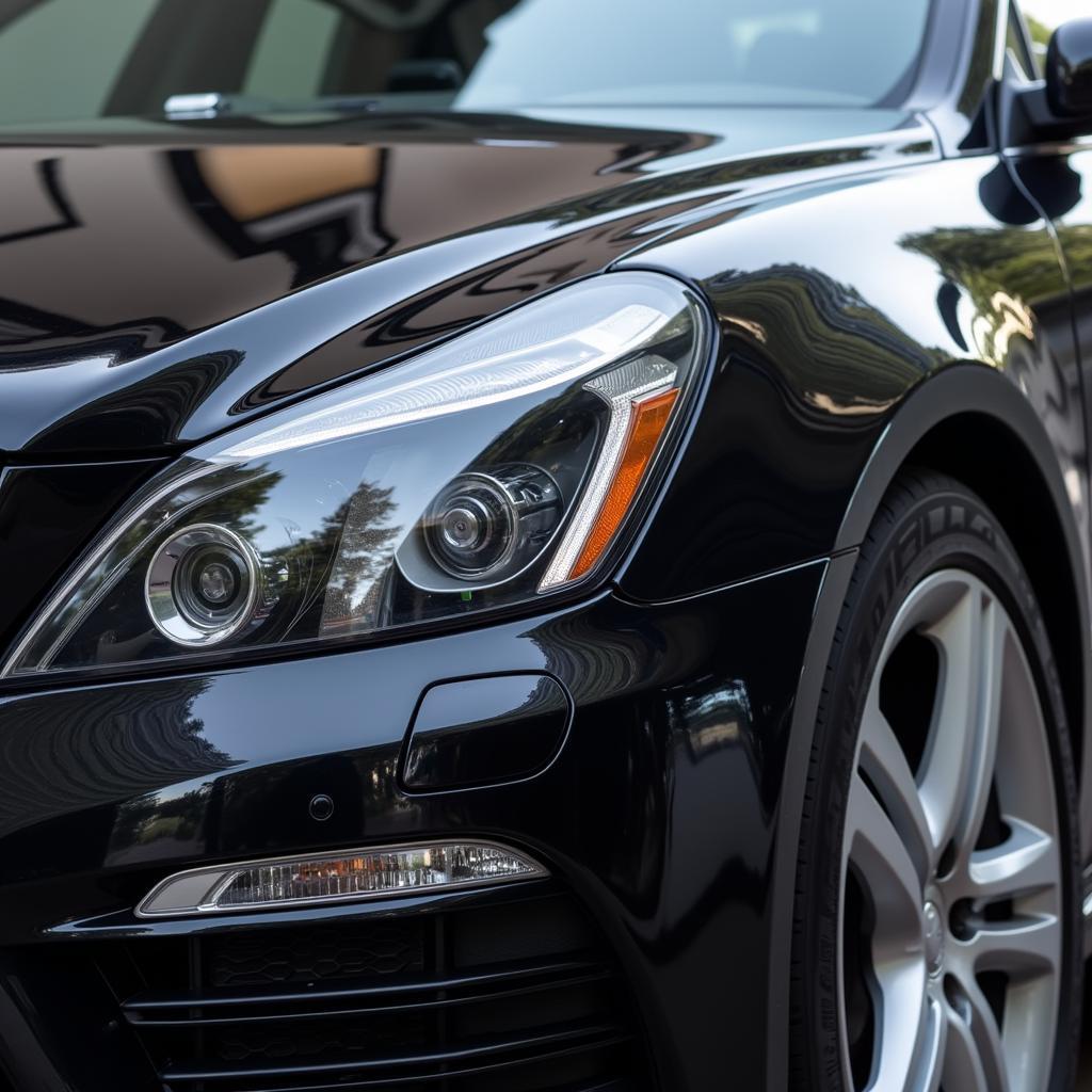 A shiny car after a detailed car wash