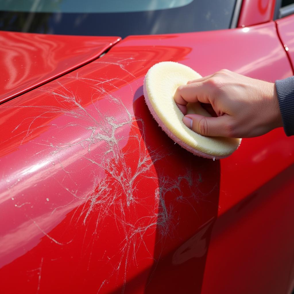 car paint damaged by brillo pad