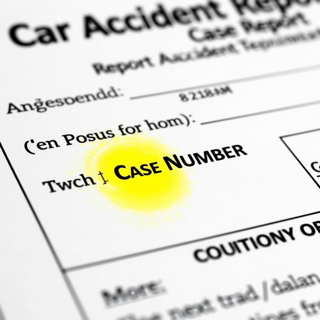 Car Accident Report with Highlighted Case Number