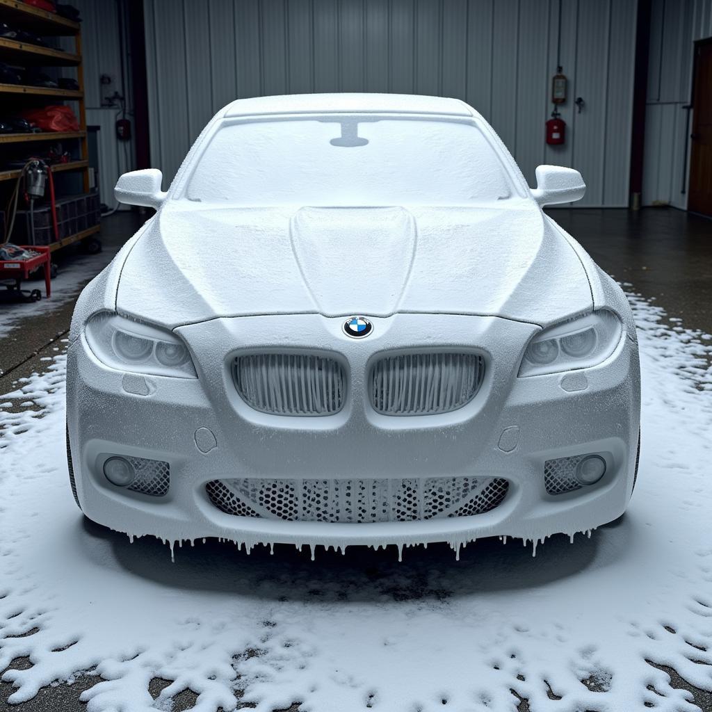 Car Covered in Foam from a Foam Cannon