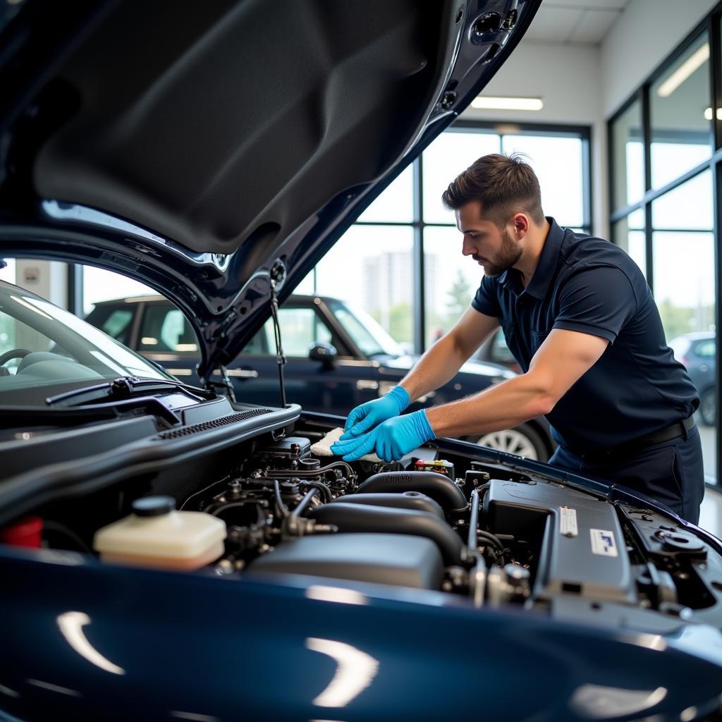 Car Dealership Engine Cleaning