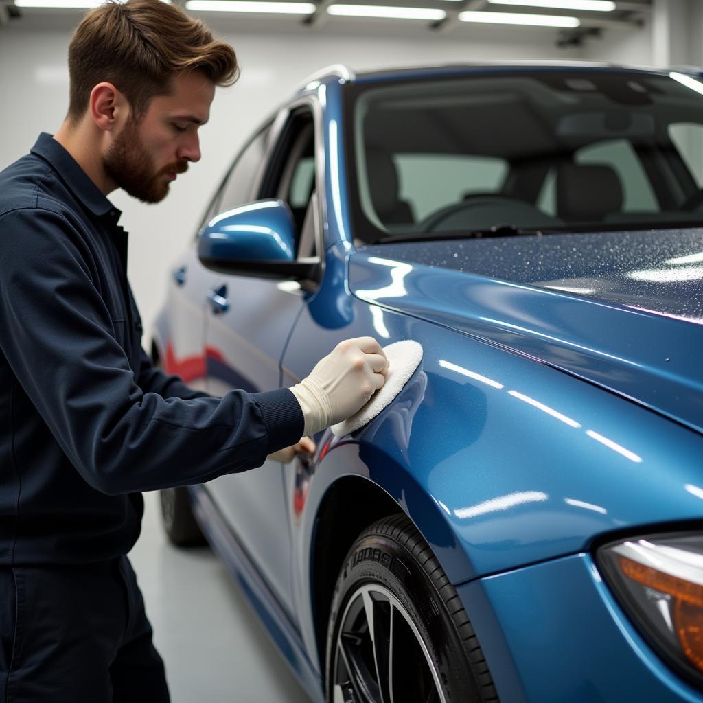 Car Detailer Applying Ceramic Coating