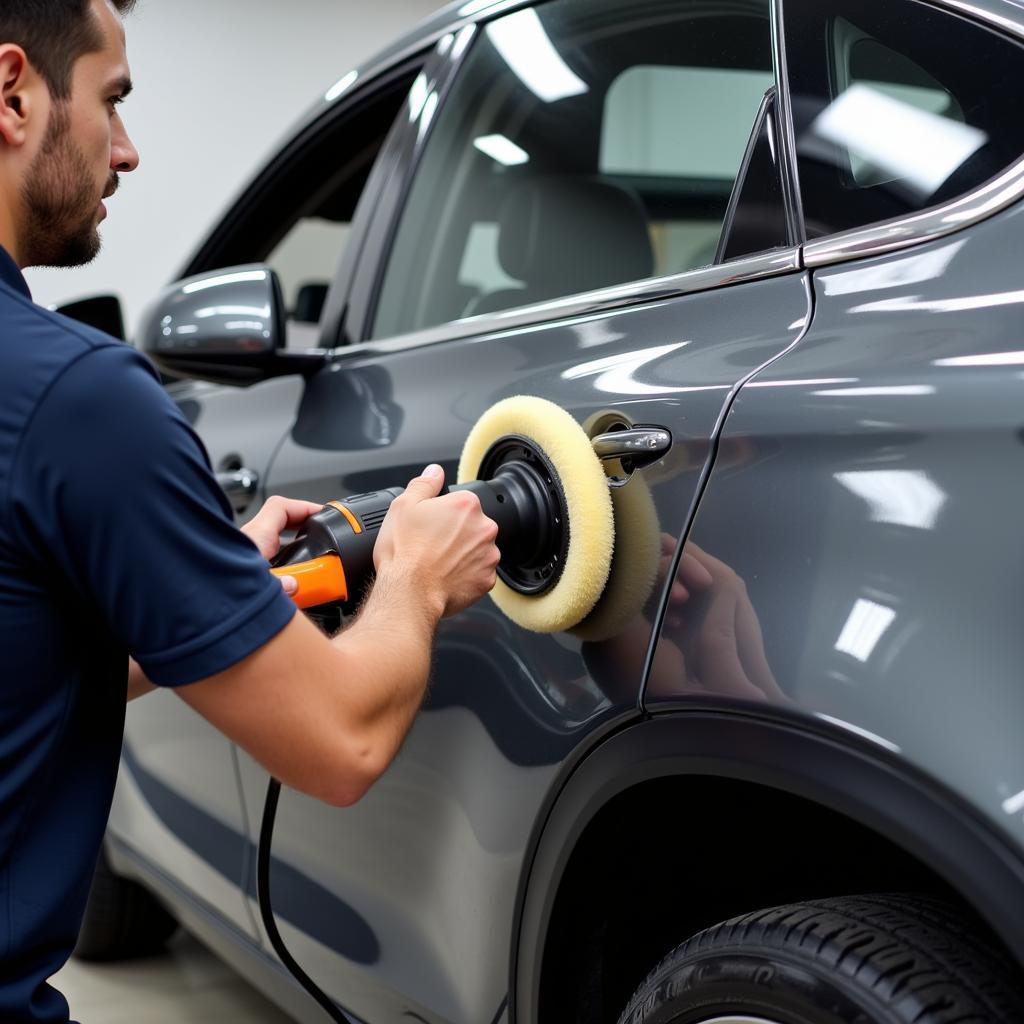 Car Detailer Polishing Vehicle