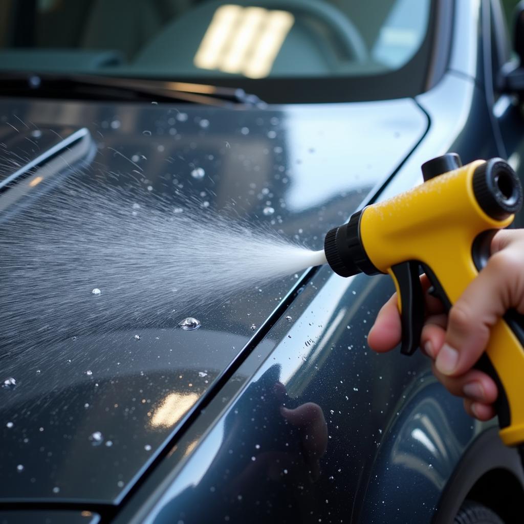 Car Detailer Using Air Gun for Drying