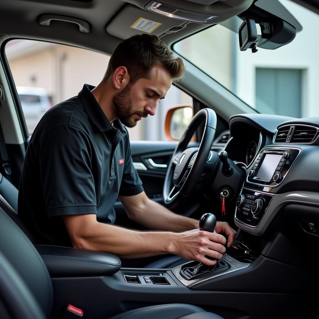 Car Detailer Working on a Car