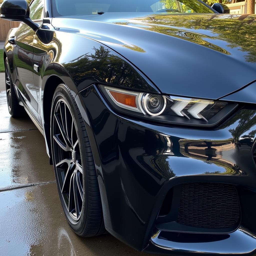 Sparkling Clean Car After Professional Machine Waxing Service