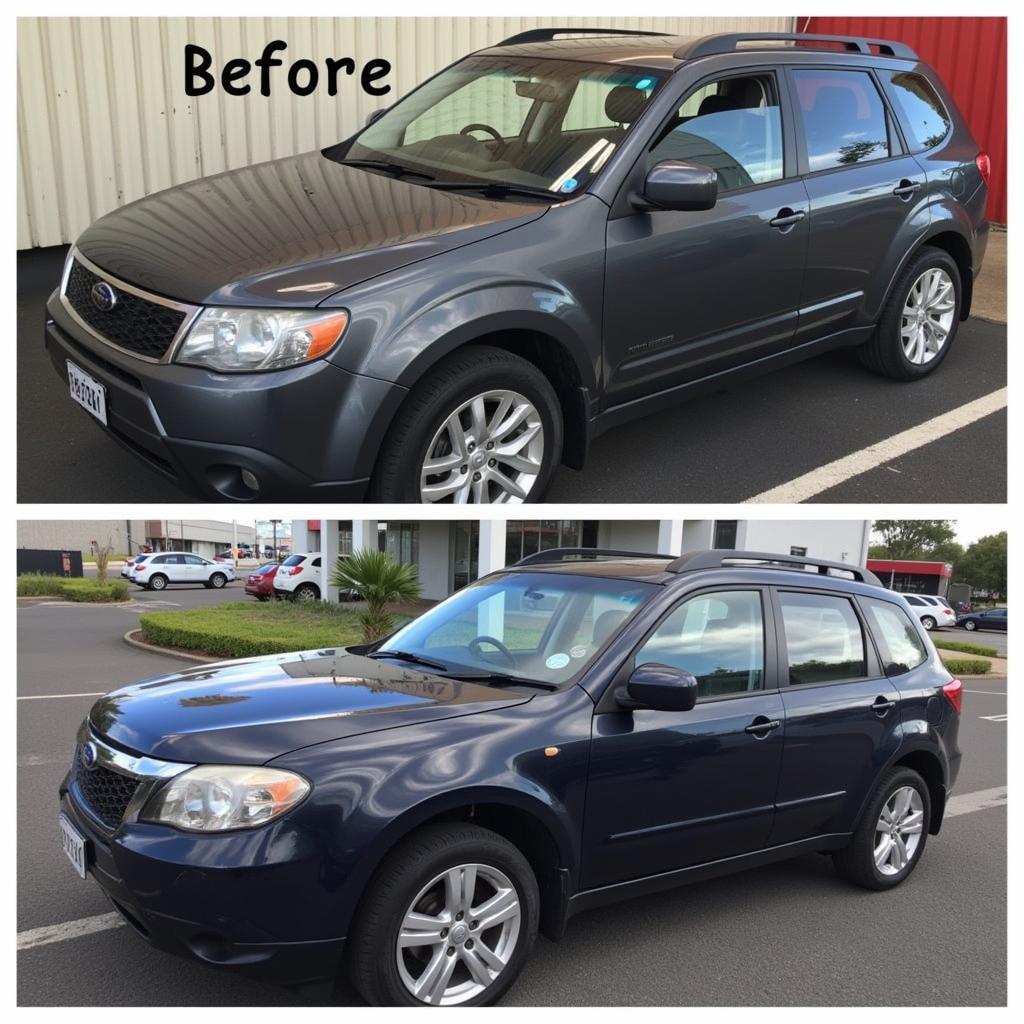 Before and after car detailing in Albury