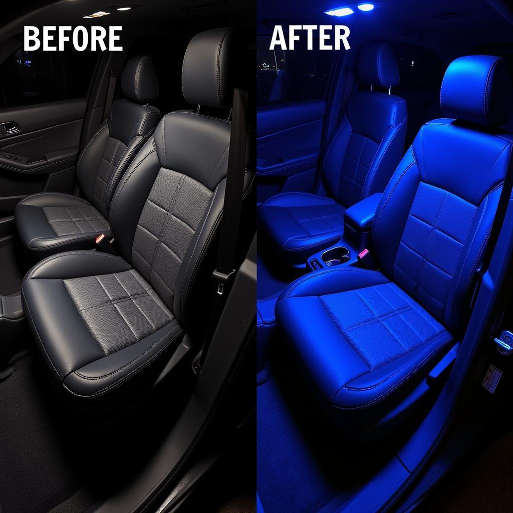 Black light revealing hidden stains on car seats