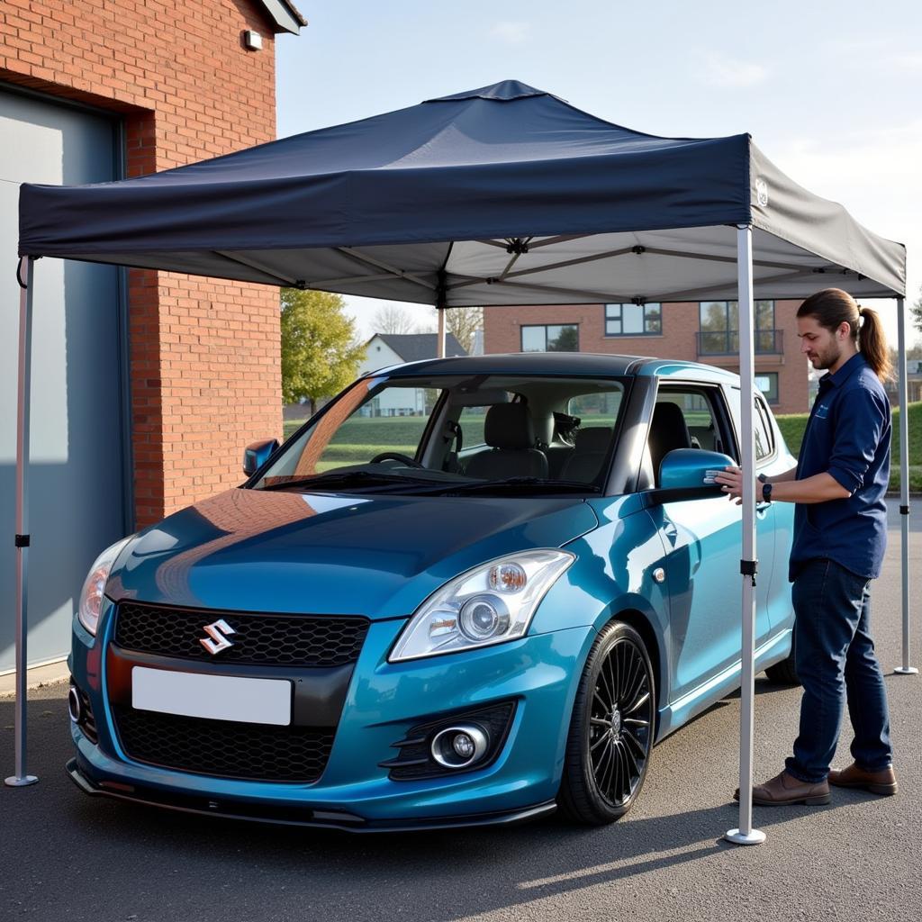 Car Detailing Canopy in Use