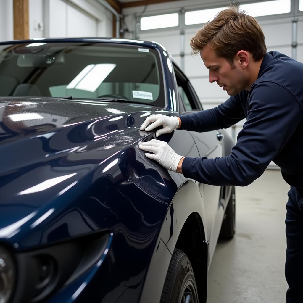 Applying ceramic coating to a car in Connecticut