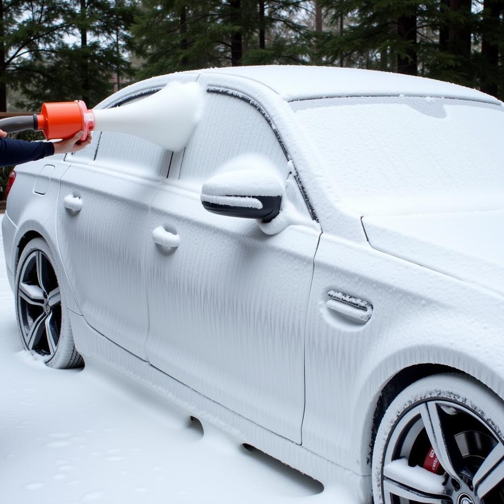 Applying Car Wash Soap with Foam Cannon