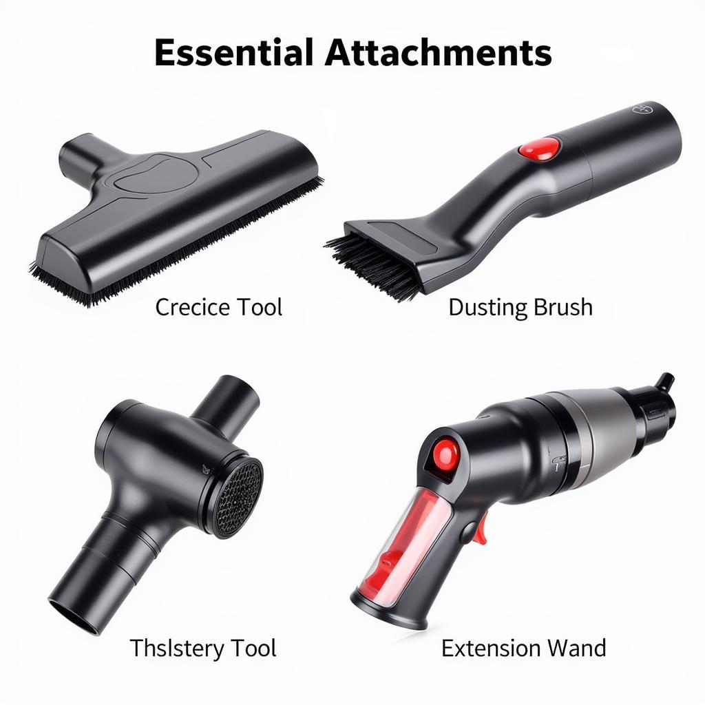 Car Detailing Kit Vacuum Attachments: Crevice Tool, Dusting Brush, Upholstery Tool, Extension Wand