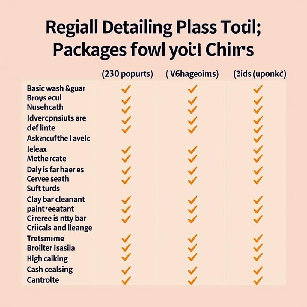 Car Detailing Packages Comparison Chart