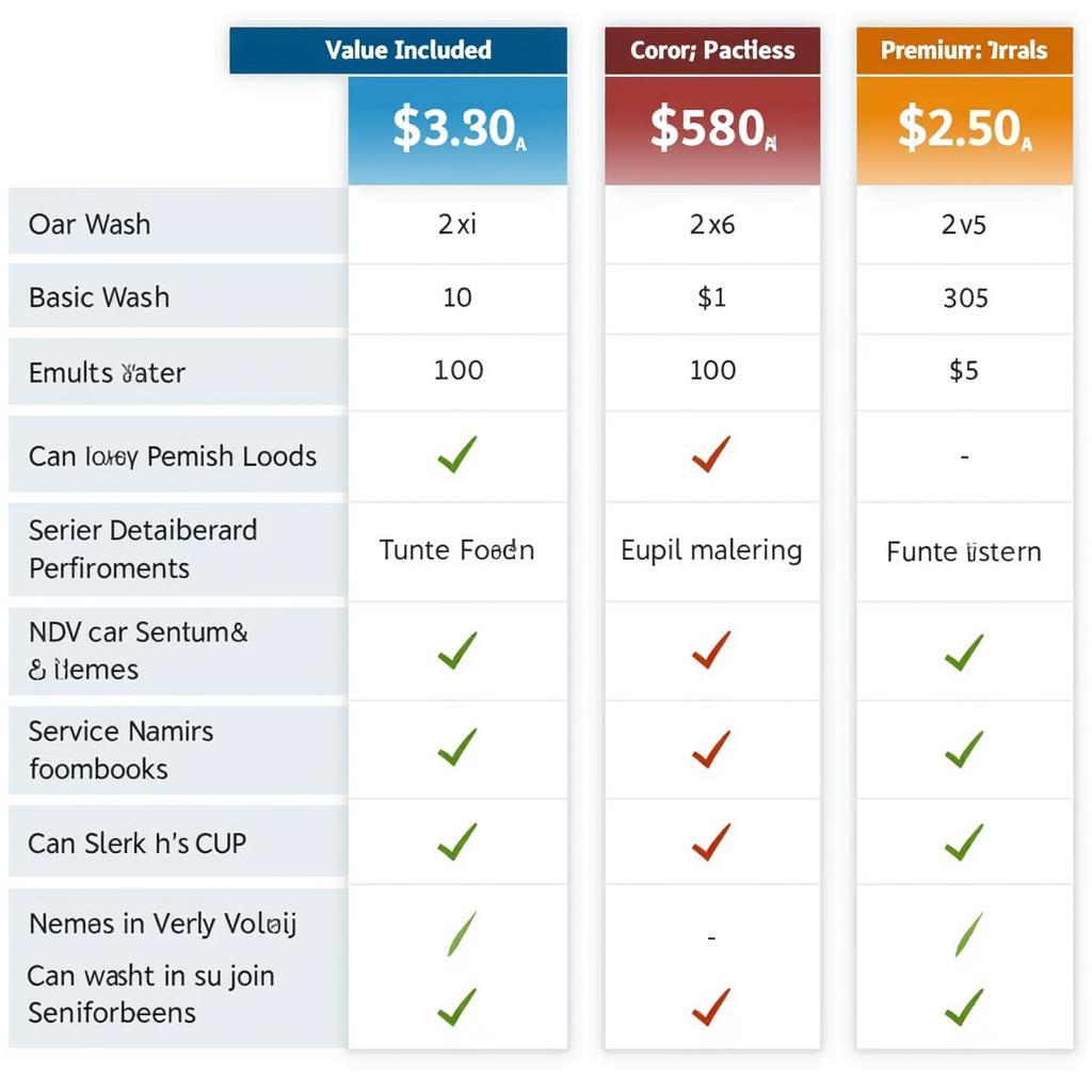 Car Detailing Packages Comparison Chart