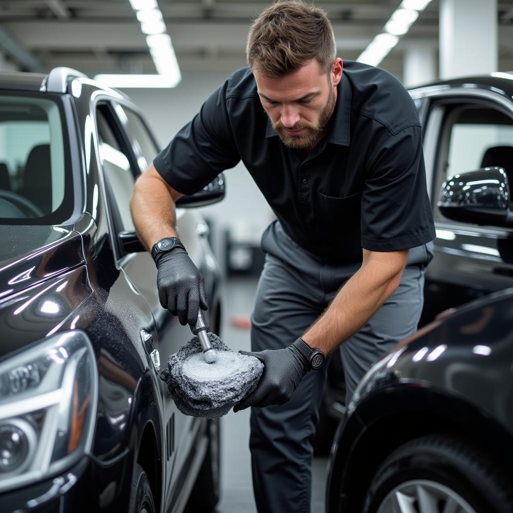 Car being detailed in Pine Bluff, Arkansas