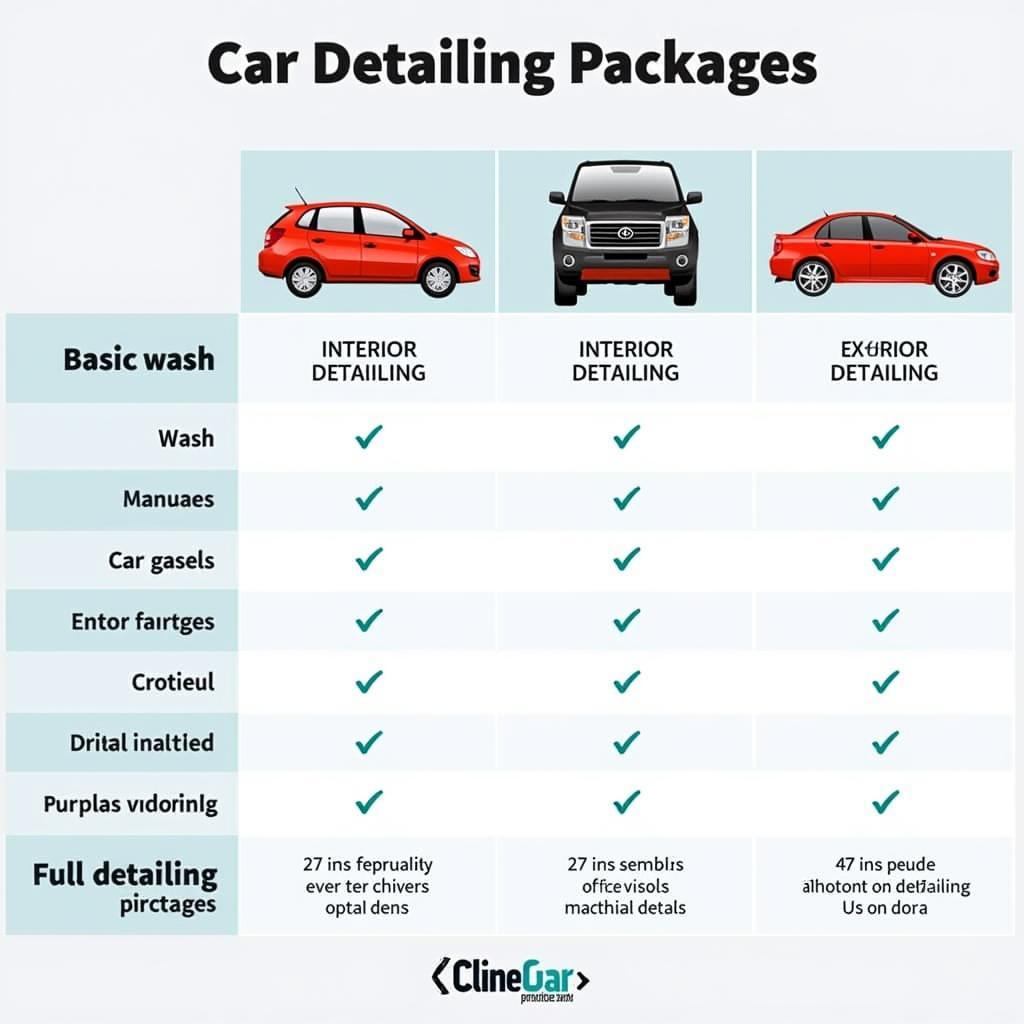 Car Detailing Price Comparison Chart