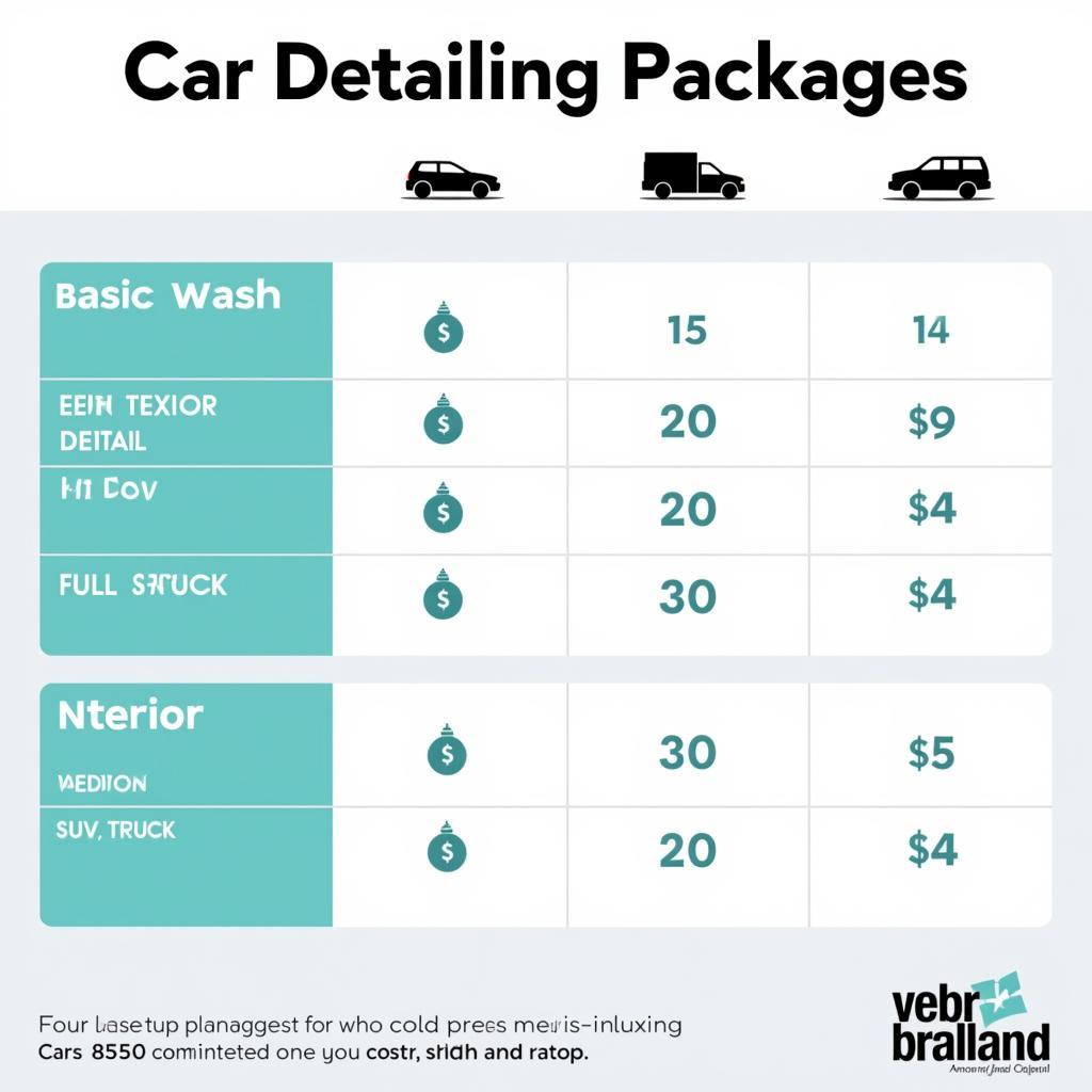 Car Detailing Price Comparison Chart