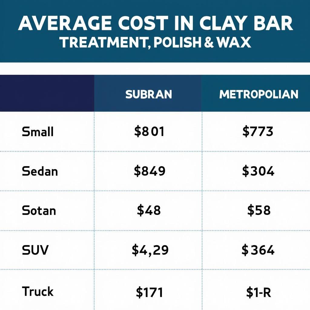 Car Detailing Price Comparison Chart