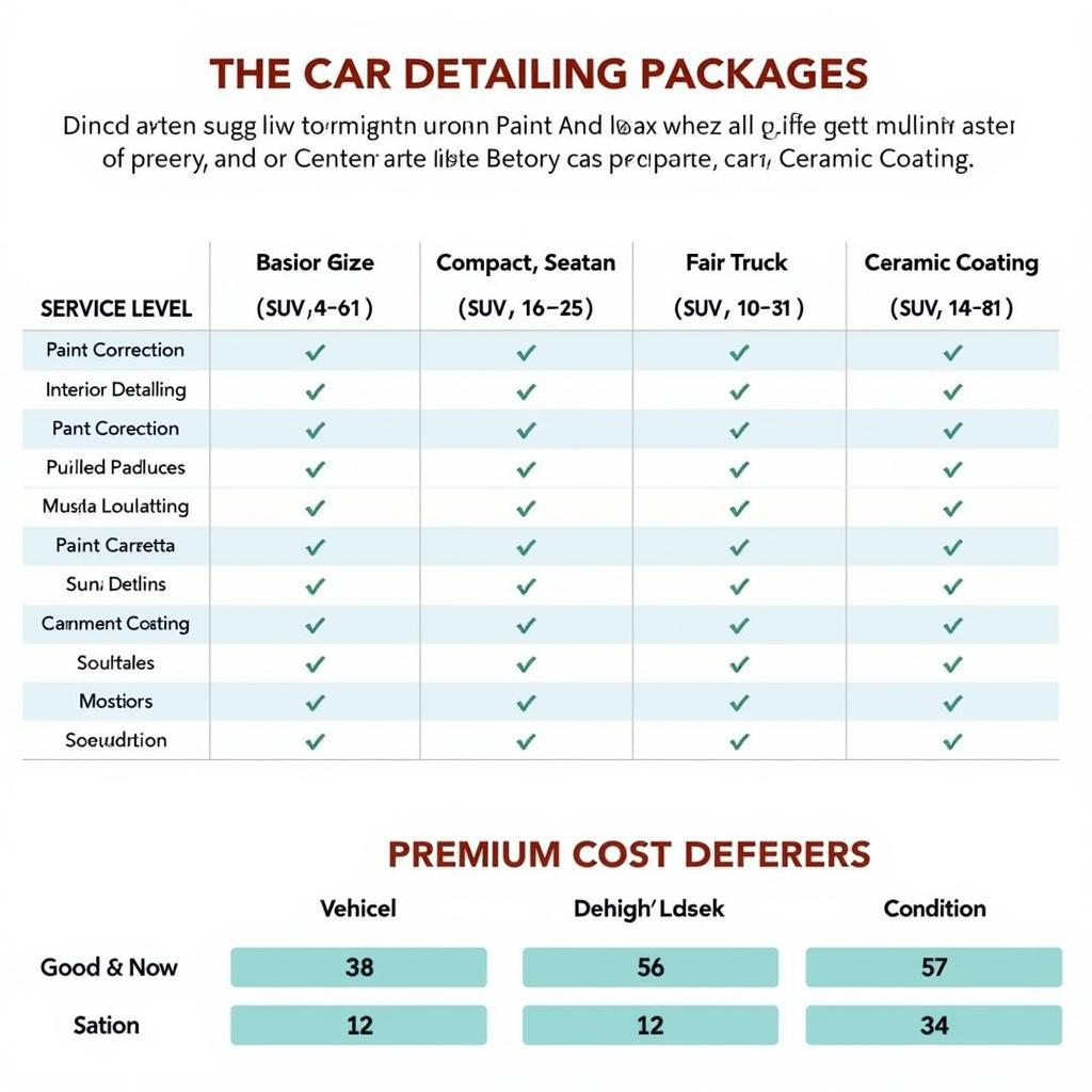 Car Detailing Price Comparison Chart