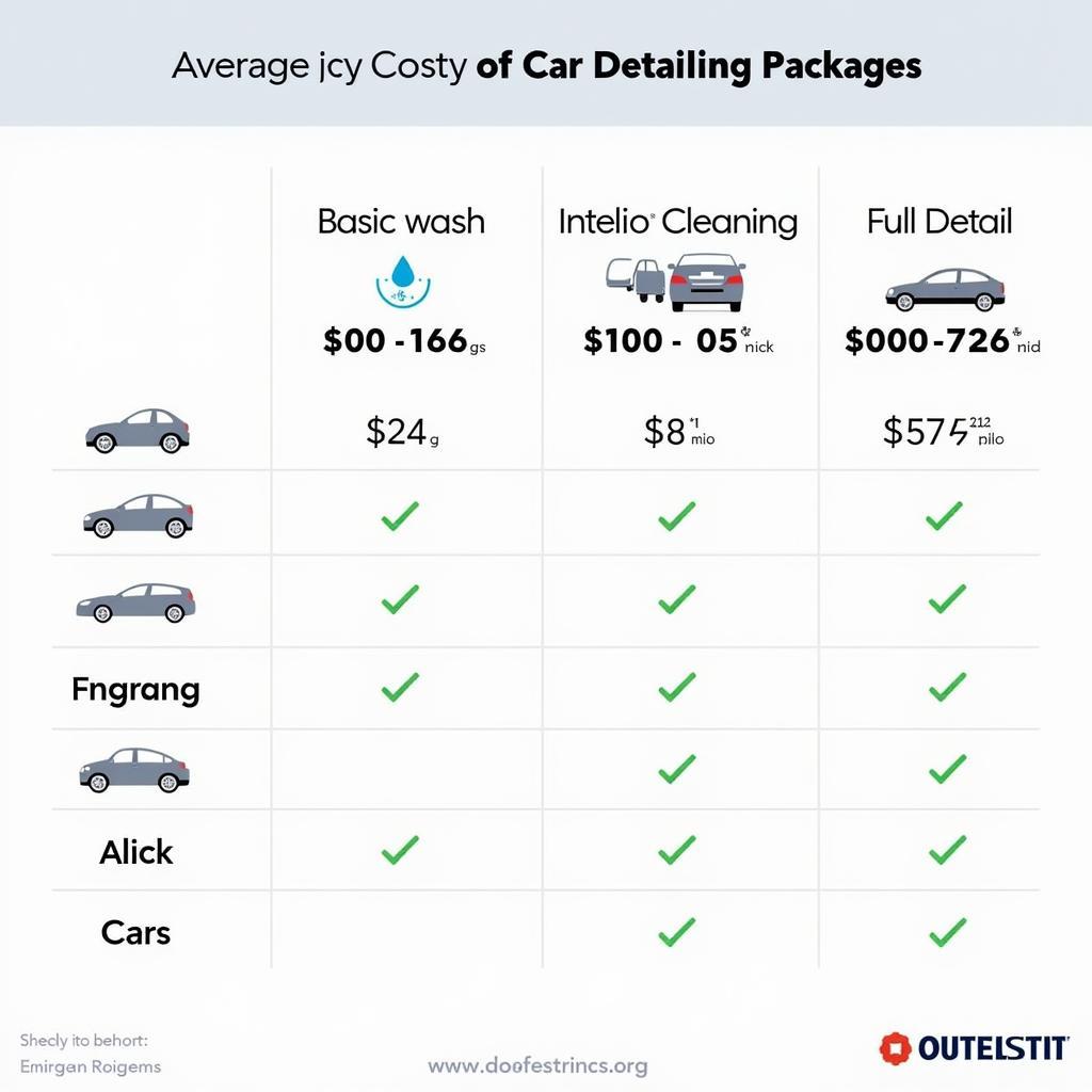 Car Detailing Price Comparison Chart