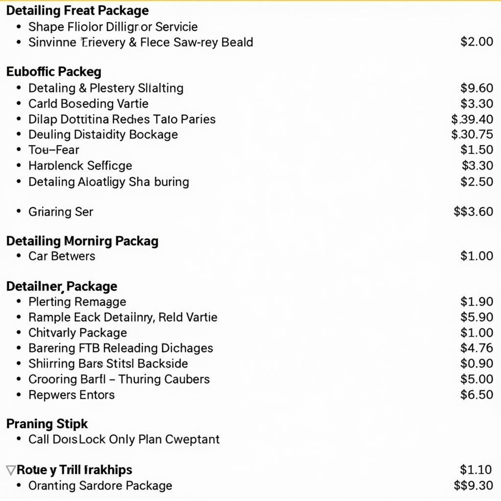 Car Detailing Price List