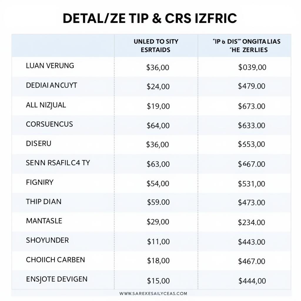 Car Detailing Price List