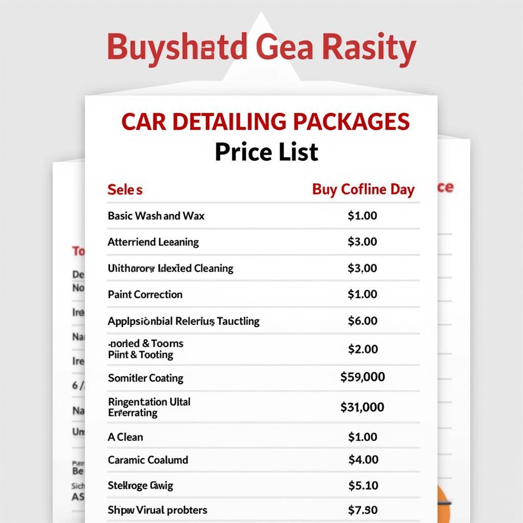 Car Detailing Price List