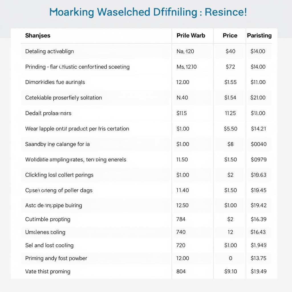 Car Detailing Price List