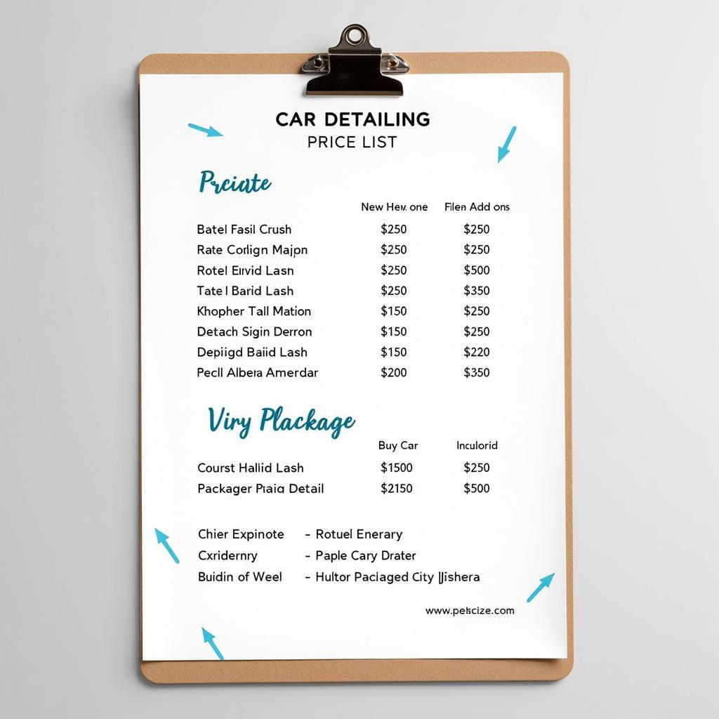 Car Detailing Price List