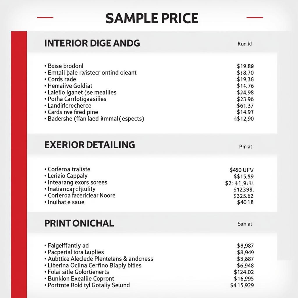 Perth Car Detailing Price List