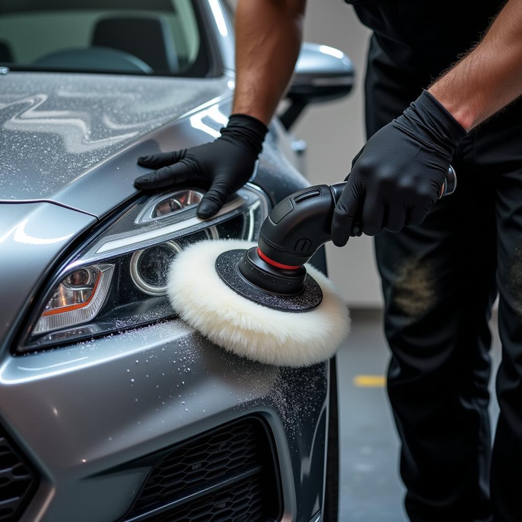 Car Detailing Process Close-up