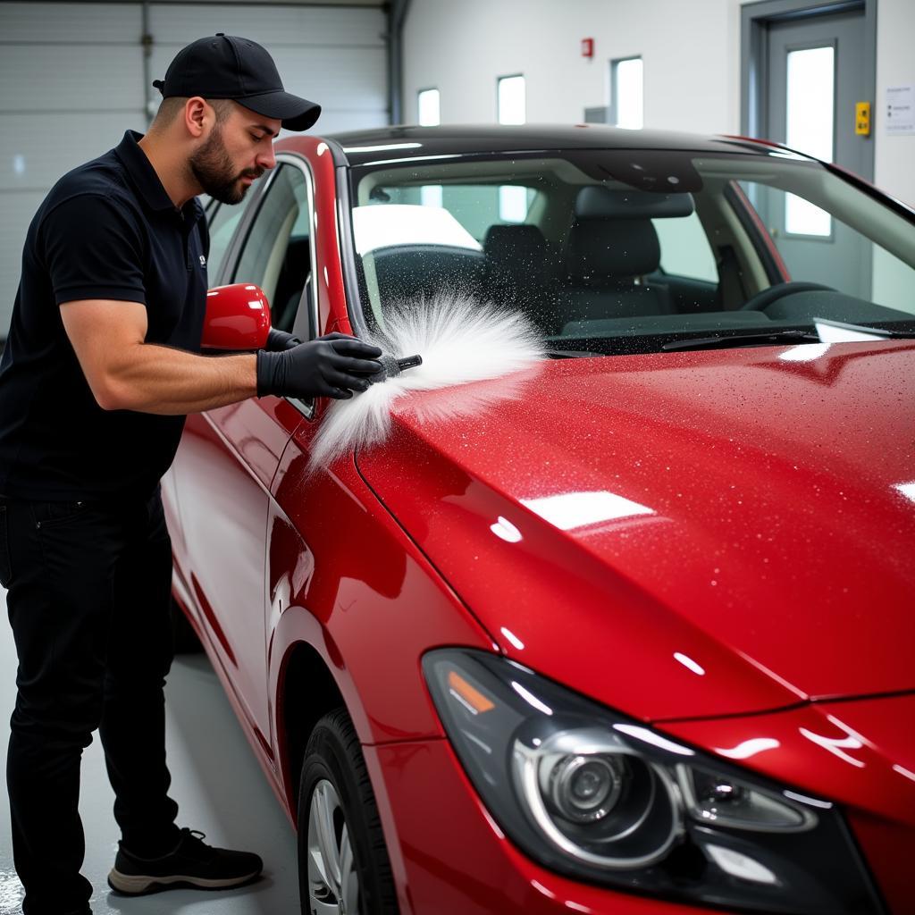 Car detailing process in progress