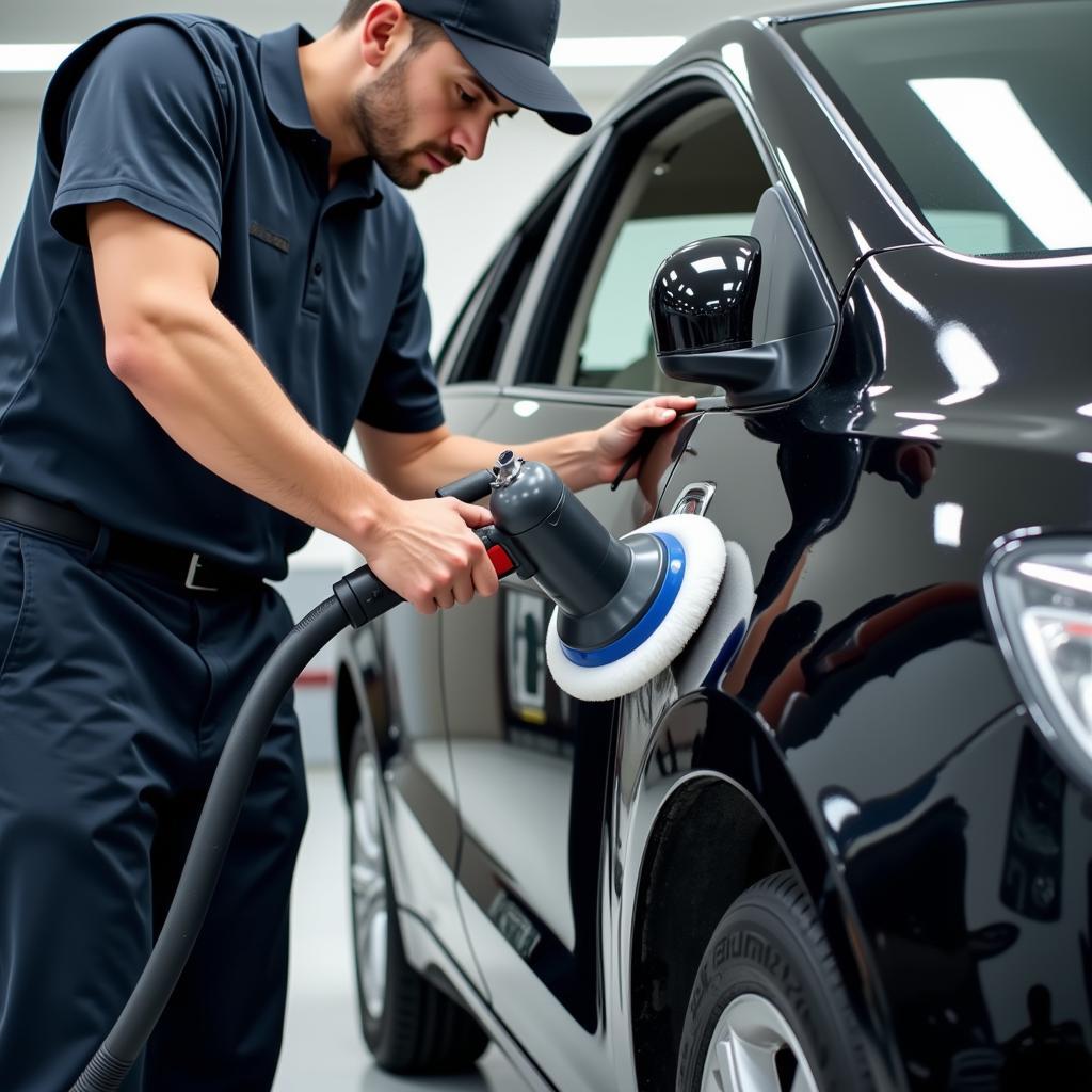 Car Detailing Professional at Work