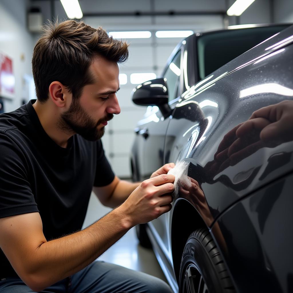 Car Detailing Professional at Work