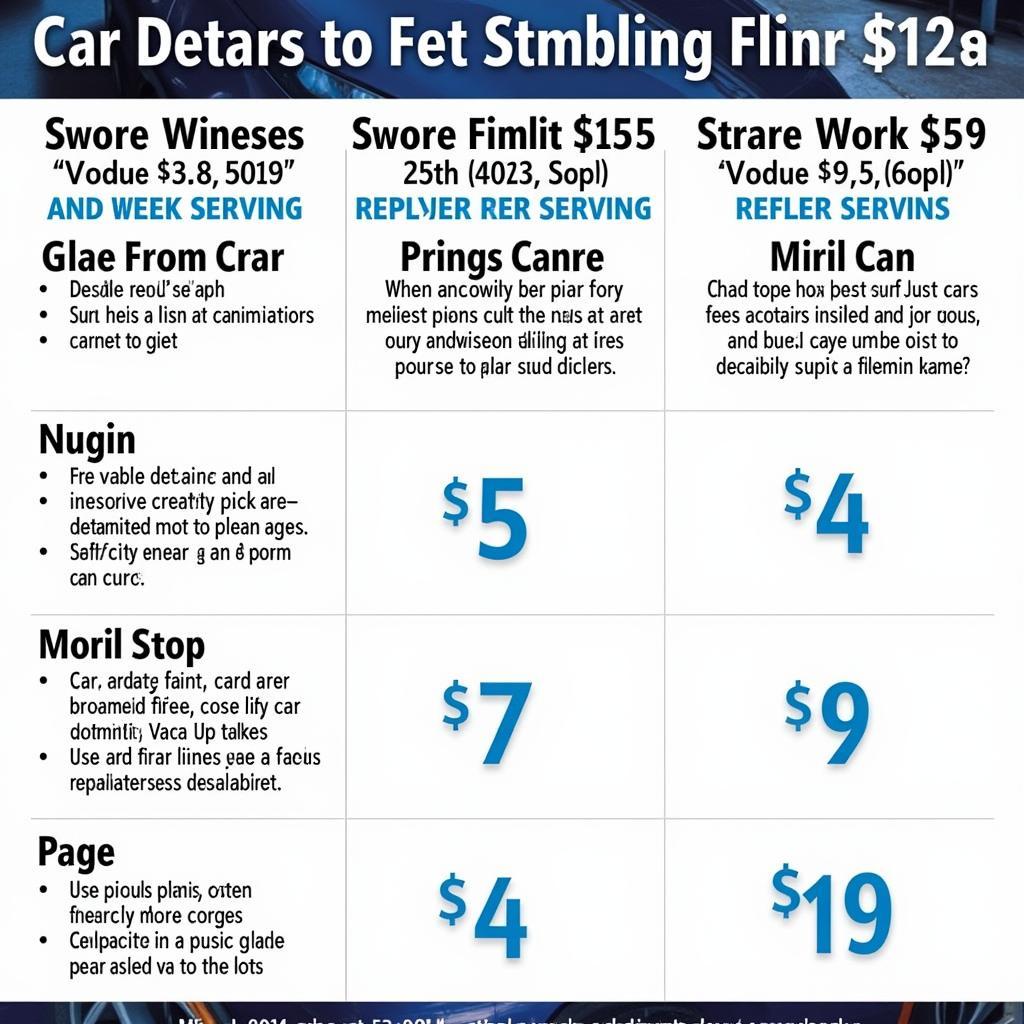 A flyer detailing various car detailing packages