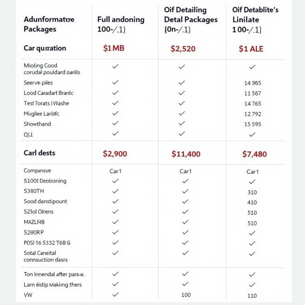 Car Detailing Services Price List