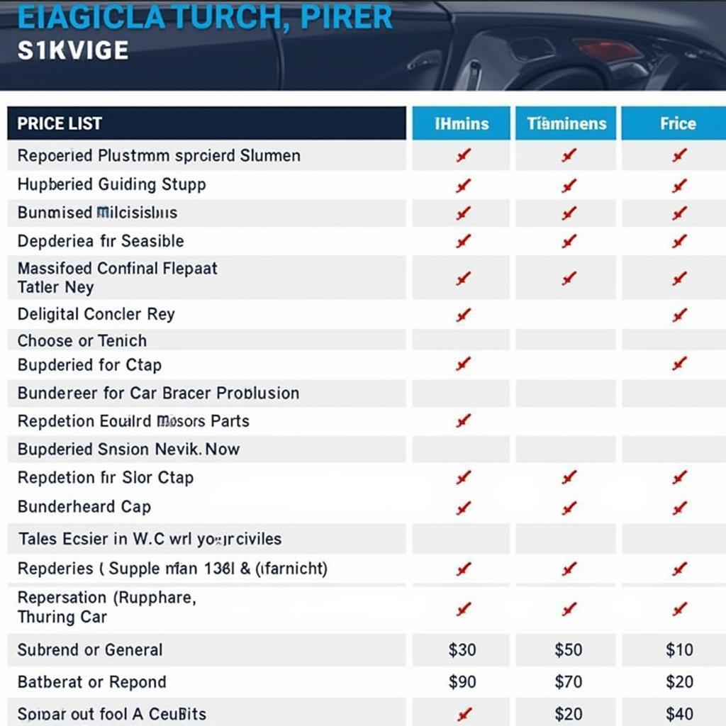 Car Detailing Services Price List