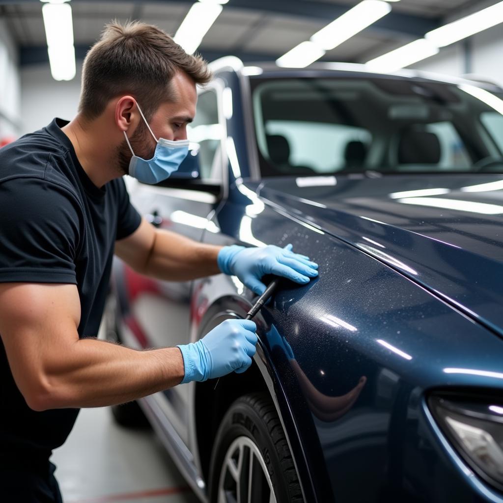 Applying Ceramic Coating to Car in Sharjah