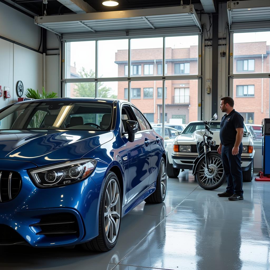 Interior of a Busy Car Detailing Shop