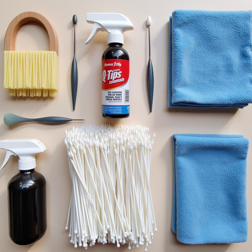 Car detailing supplies laid out on a table